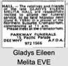 Gladys Eileen Melita EVE